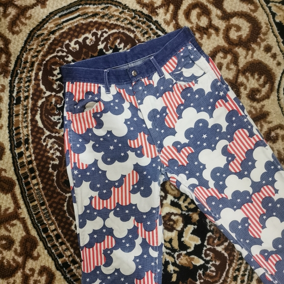 RARE Vintage American Flag Novelty Print Jeans 70s 1970 Americana - Picture 4 of 8